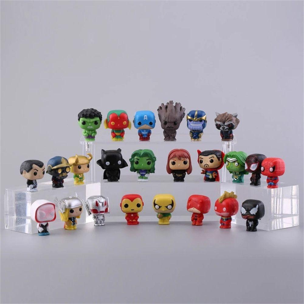 【 ELEGANT 】 Figure Superhero 24Pcs 2-inch Iron Man Venom Thor Deadpool Mainan Angka Black Panther Figure Mainan