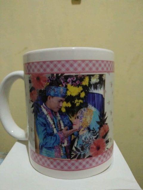 Min 12pcs - Souvenir Mug Cetak One Month / Hampers / Ultah / Manyue / Aqiqah Free Box Putih