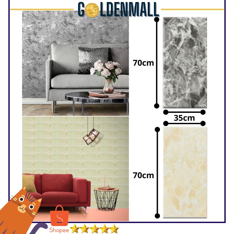 Wallpaper 3D FOAM / Wall Foam Dinding / Wall Foam Motif Marble 70cm x 35cm GM525 [1KG=28PCS]