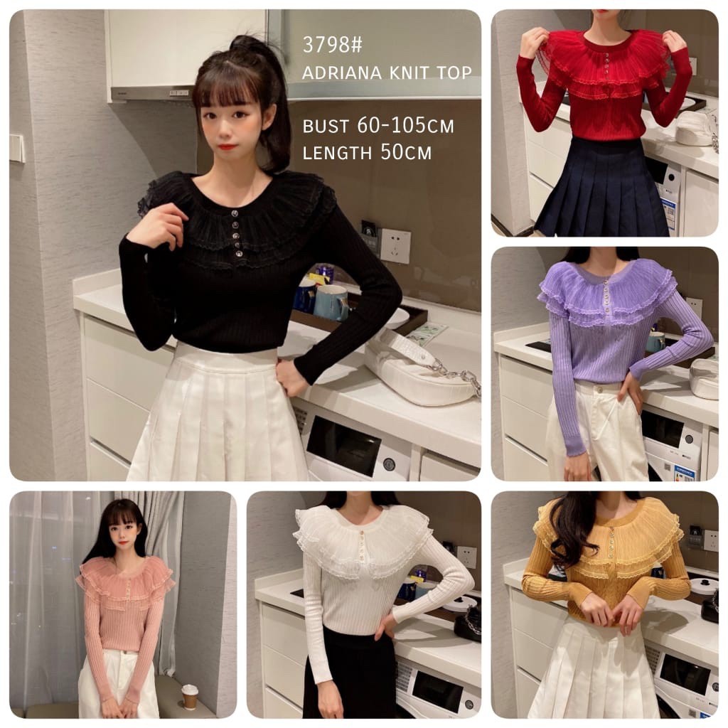 Adriana Knit Top Lengan Panjang 3798#*DS
