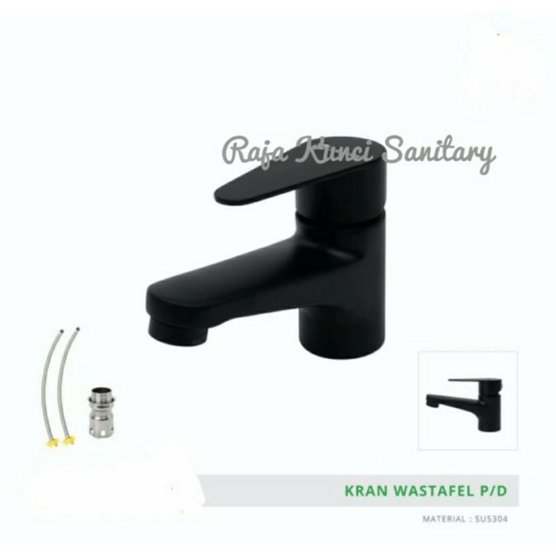 Kran Wastafel Panas Dingin/Mixer Stainless SUS 304 Hitam/Black