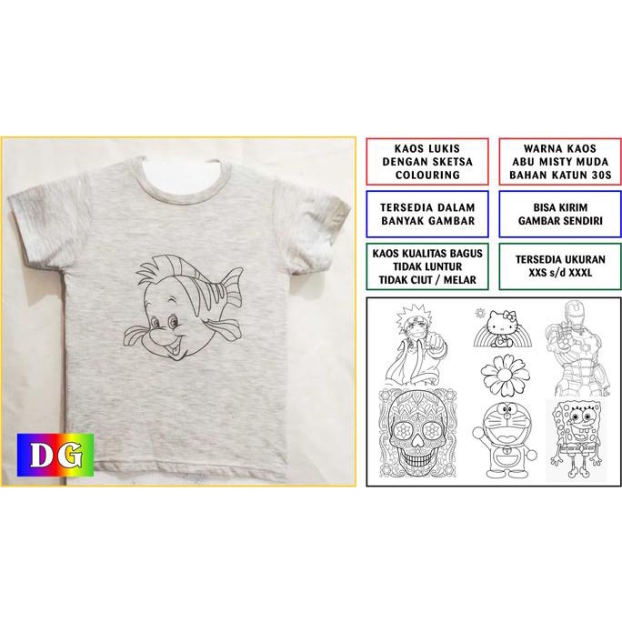 

Kaos Lukis Dengan Sketsa Gambar Siap Diwarnai - Size M Dan L