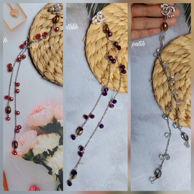 bros dagu juntai kristal / bros dagu juntai panjang / bros juntai mewah