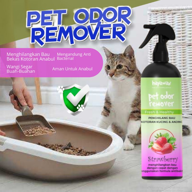 Penghilang bau kucing penghilang bau kotoran kucing penghilang bau kandang kucing penghilang bau kencing kucing farfum kucing penghilang bau pesing kucing pet odor remover  - Aroma Strawberry By Hayawan