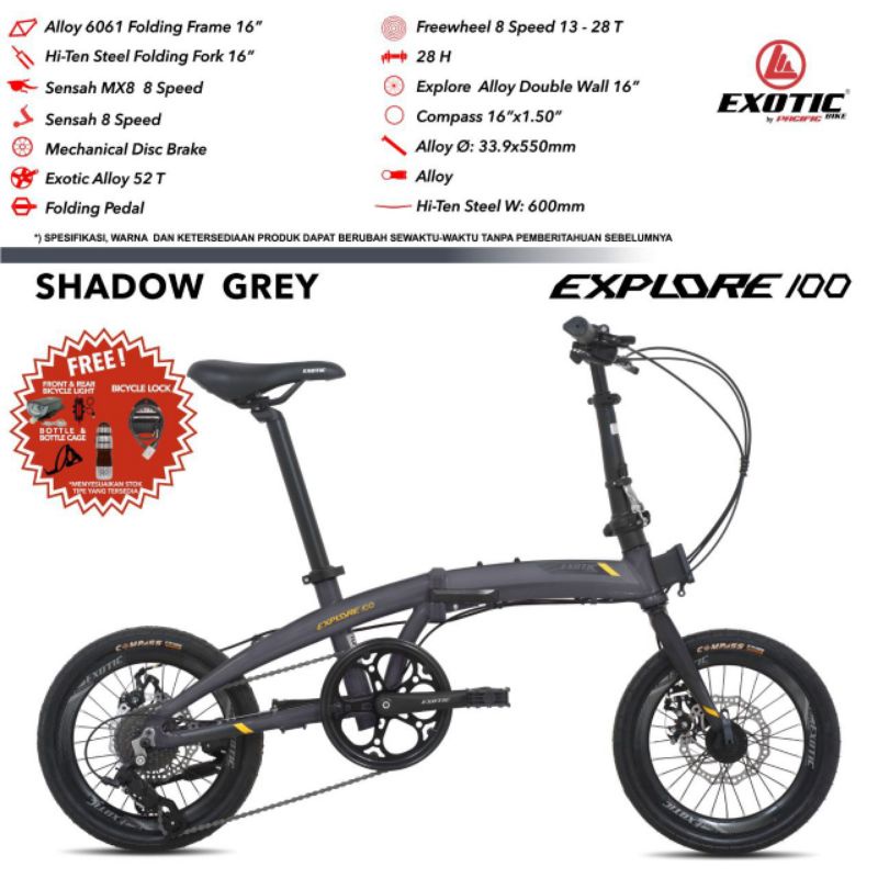 [EKA JAAYA SEPEDA] Sepeda Lipat Exotic Explore 100 uk 16 inch Frame Alloy uk 16 inch