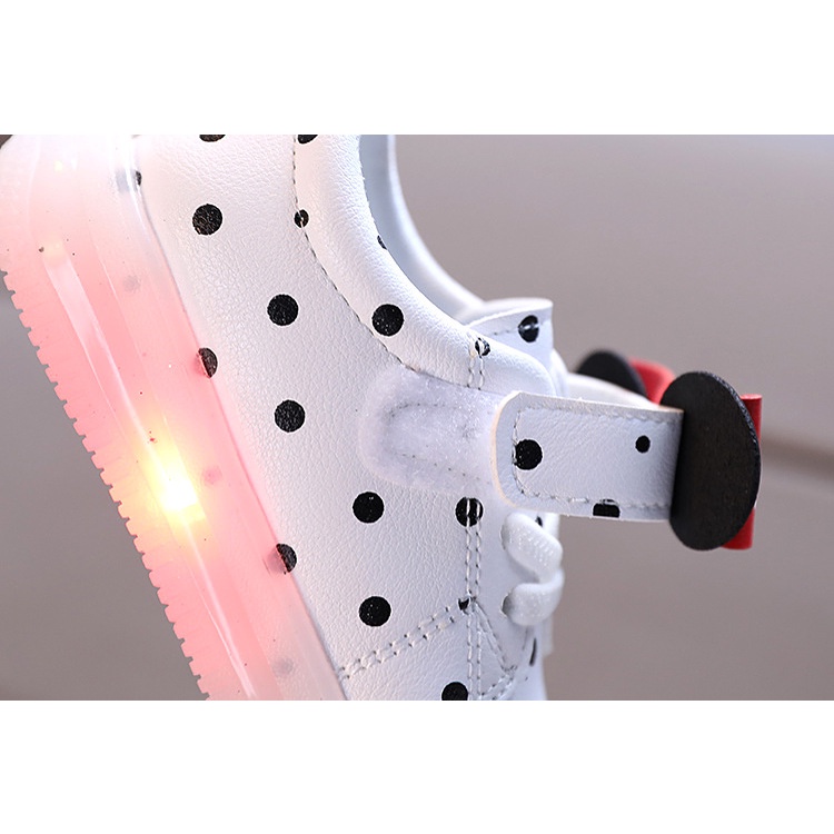 LED15-Sepatu Lampu LED Anak Perempuan Dot Mini Red Ribbon