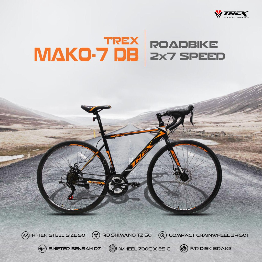 sepeda balap roadbike trex mako 7 speed disc brake