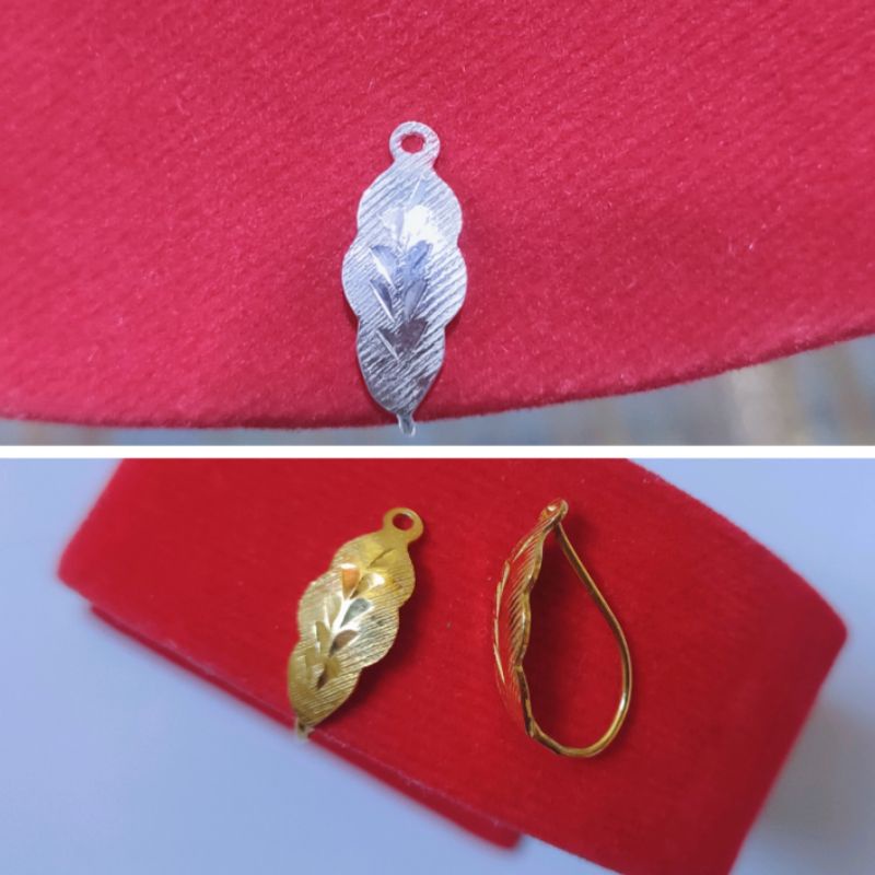 GARANSI Anting Perak Asli Daun Bangkok 999 Silver dan Emas Lapis Gold Dewasa dan Orang Tua