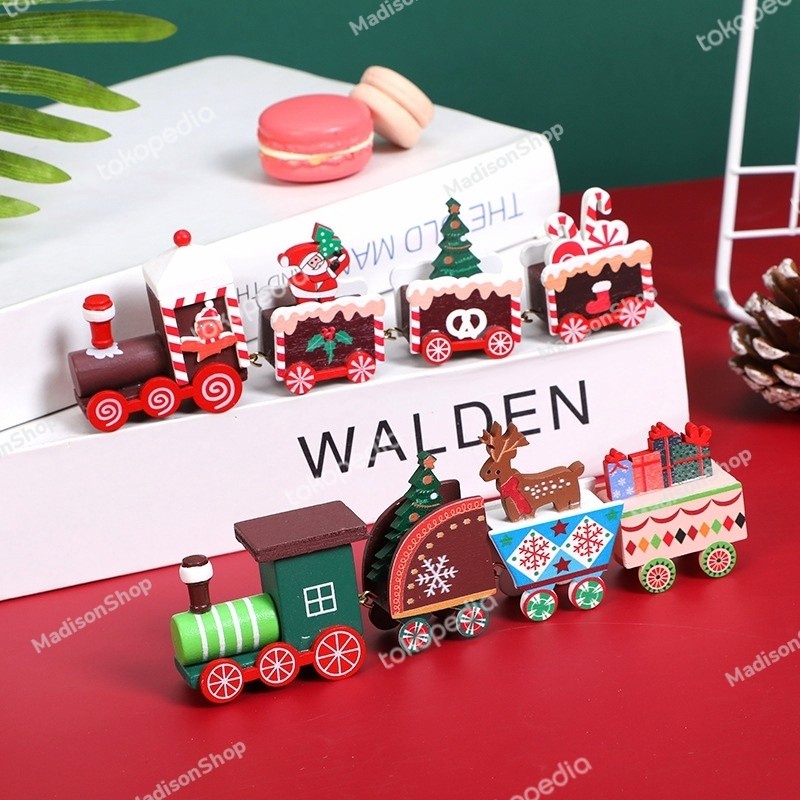 Kereta Kayu Candy Natal Christman Train Model Permen Kqdo Natal Murah