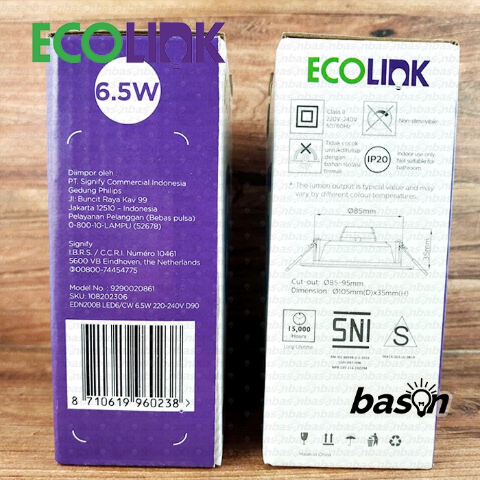 ECOLINK EDN200B 6.5W LED6 D90 3.5 inch - Lampu Downlight LED