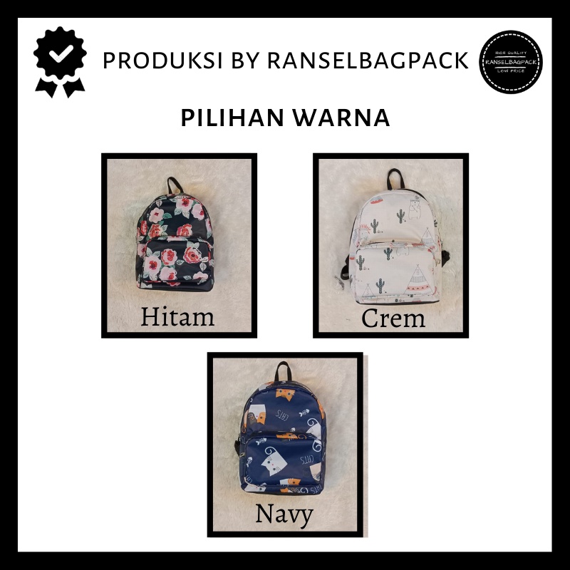 Tas Ransel Mini Backpack Punggung Bahu Model Motif Terbaru Kekinian Sekolah Travelling Perempuan Wanita Cewek