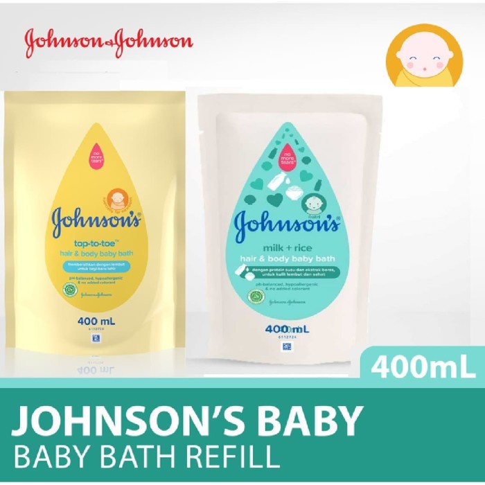 sabun johnsons baby hair &amp; body TOP-TO-TOE &amp; MILK+ RICE 400ml