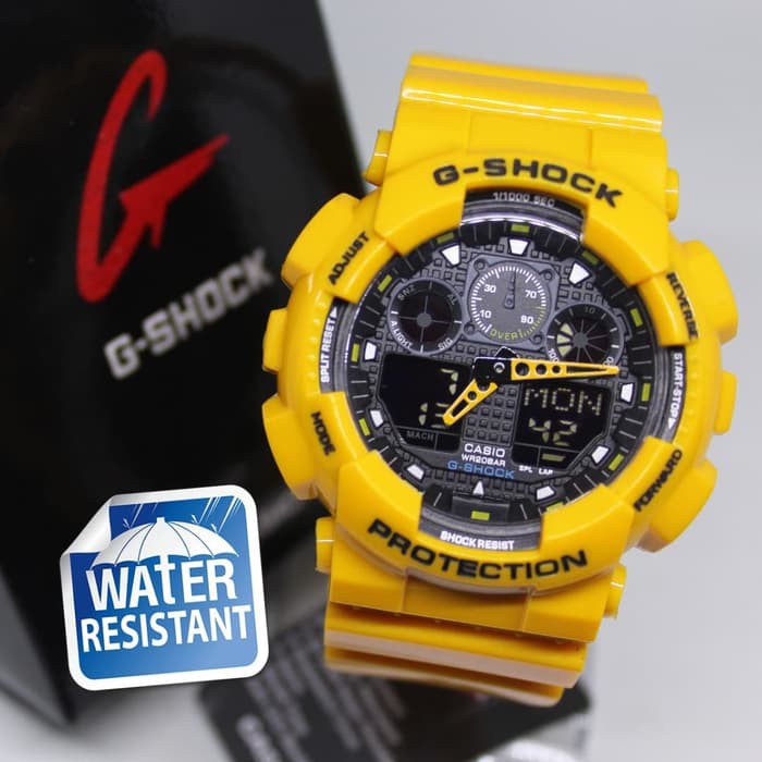 JAM TANGAN GS GA 100 GLOSSY ANTI AIR YELLOW