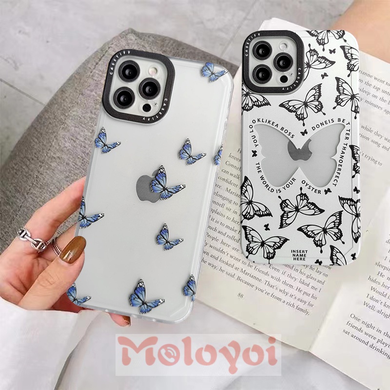 Soft Case TPU Motif Kupu-Kupu Untuk iPhone XR X XS Max 11 12 13 Pro Max 6 6s 7 8 Plus SE 2020