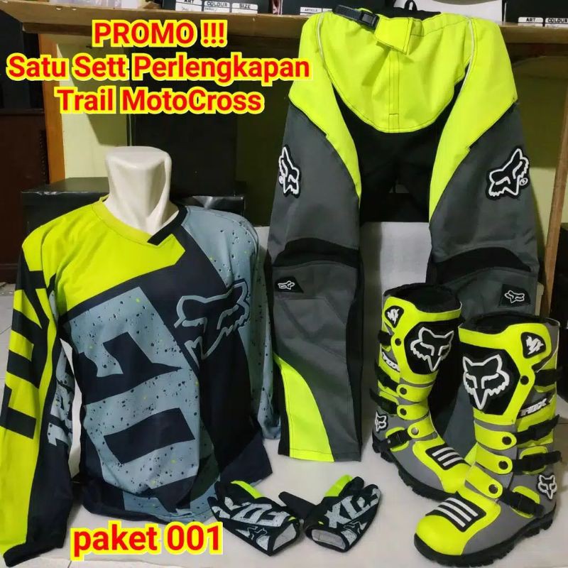 Paket Baju Set Trail Sepatu Yellow Grey
