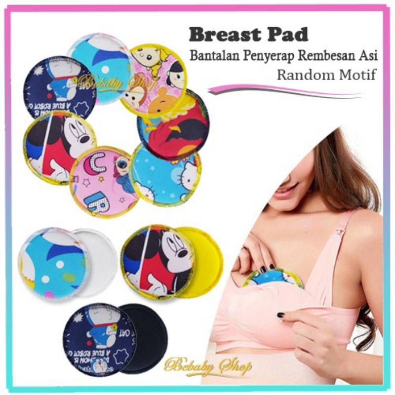 Breast Pad Washable Cuci Ulang Bantalan Penyerap Asi Motif 1 Pasang