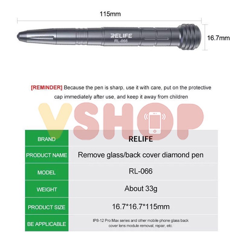 REMOVE GLASS BACK COVER DIAMOND PEN RELIFE RL-066