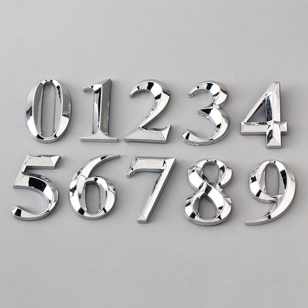 Wonder Stiker Nomor Rumah Apartemen Alamat Pintu Kantor Hotel Silver ABS Label Plastik 3D