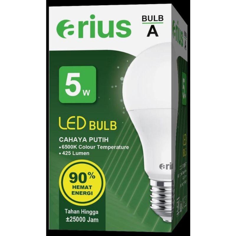 Arius Lampu LED Bulb Bergaransi &amp; Hemat Energi/ Bohlam LED Arius 5Watt 3 Free 1