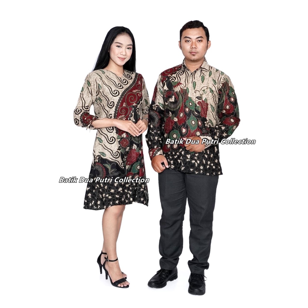 Batik Couple Dress Batik Dan Kemeja Batik Lengan Panjang