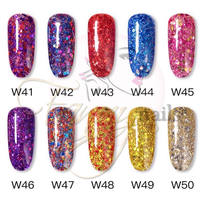 (41- 50) ROSALIND glitter W series 7ml kutek botol glitter rosalind kutek gel soak off uv gel