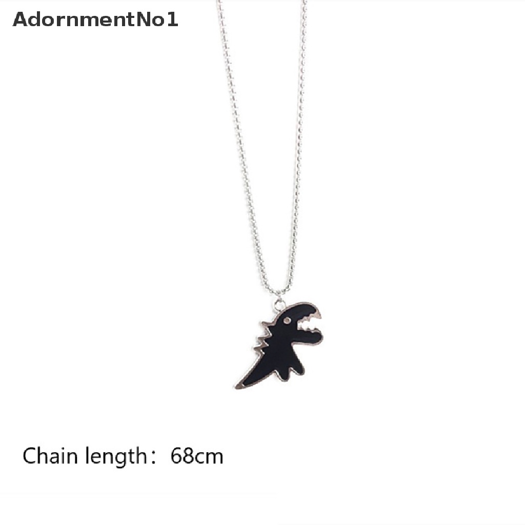 (AdornmentNo1) 2pcs Kalung Rantai Liontin Dinosaurus Bahan Stainless Steel Untuk Pasangan / Pria / Wanita