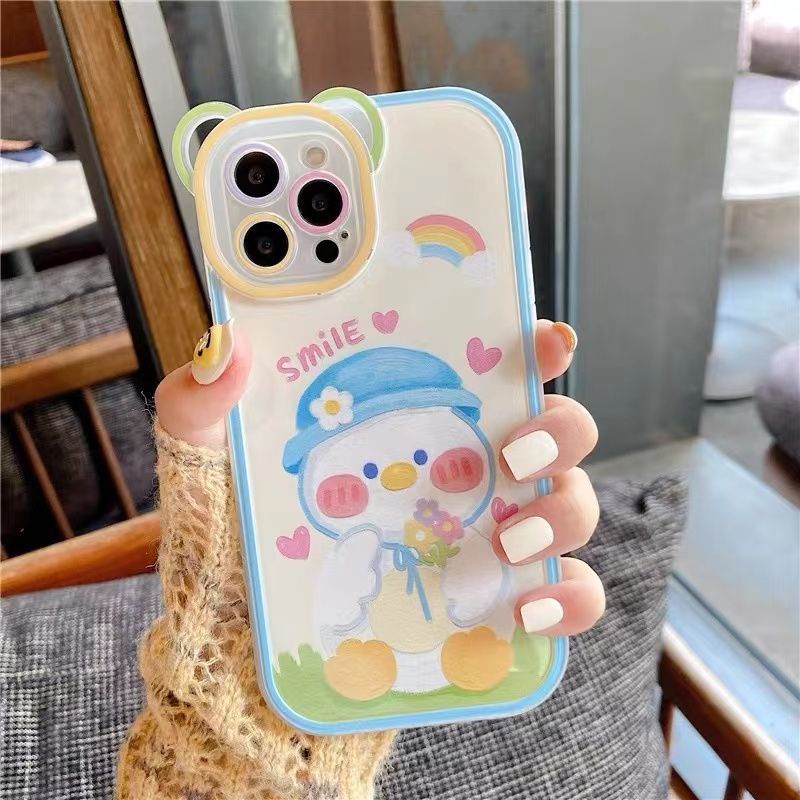 Soft Case Silikon TPU Transparan Motif Bebek Untuk IPhone 13 12 11 Pro X XR XS MAX 6 6S 7 8 Plus