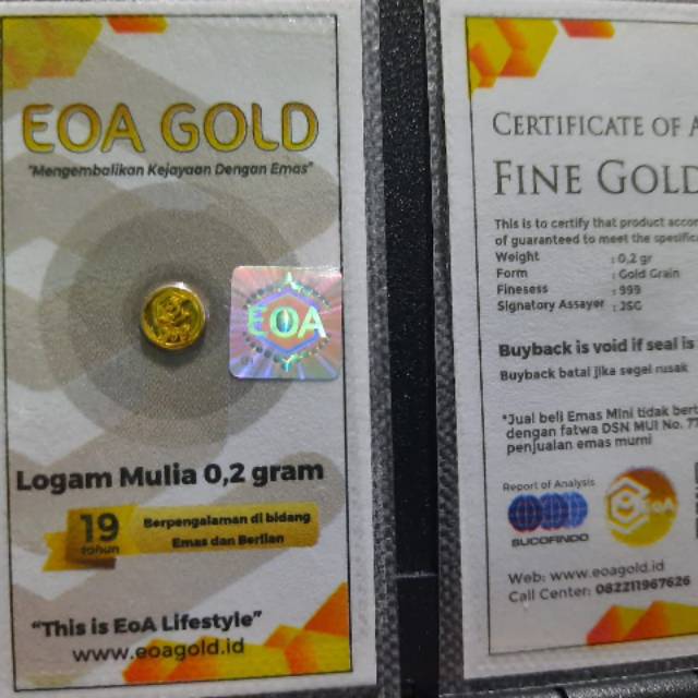EOA GOLD berat 0,2 gram
