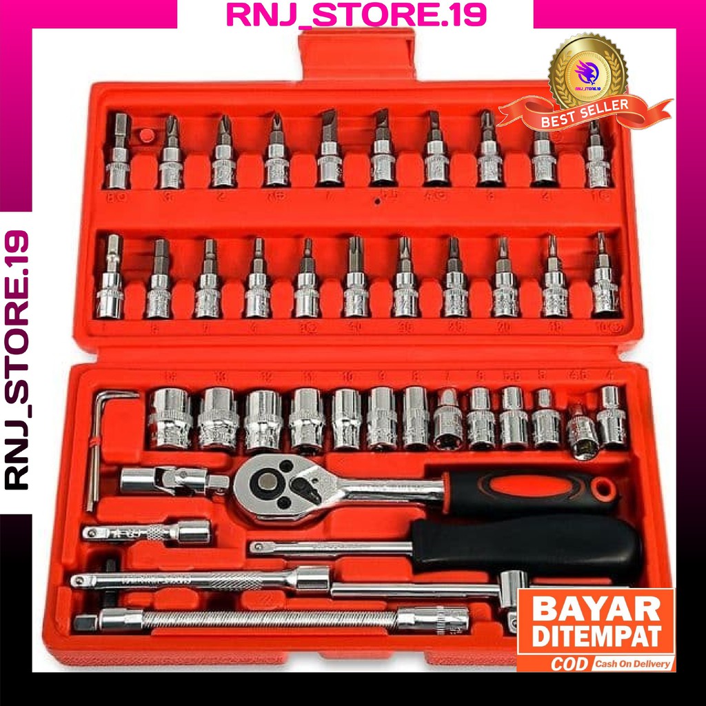 Kunci Sock 46 pcs/Kunci Sok Set Multifungsi/Socket Wrench Set Tools