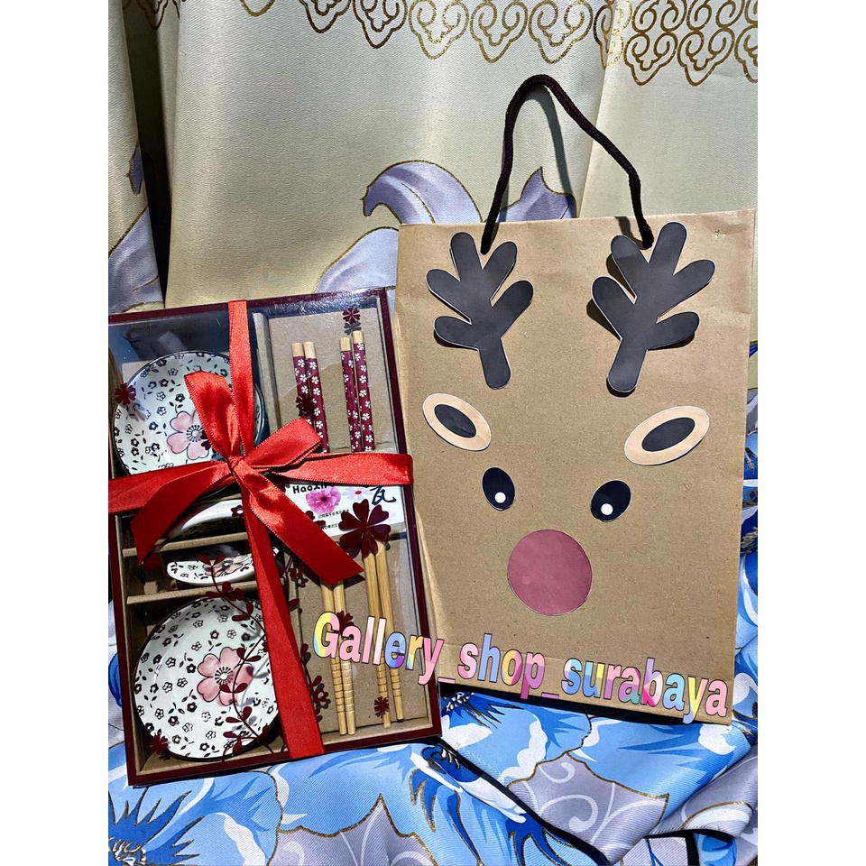 HAMPERS PARCEL NATAL MERRY CHRISTMAS MANGKUK KERAMIK SET HADIAH SOUVENIR BINGKISAN NATAL LUCU RUSA