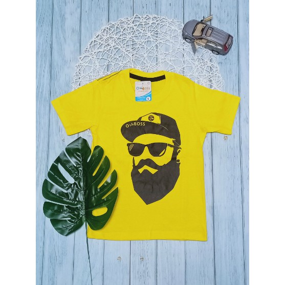 KAOS BAJU ANAK DISTRO KEREN MOTIF KUNING TOPI OSHBOSS-1