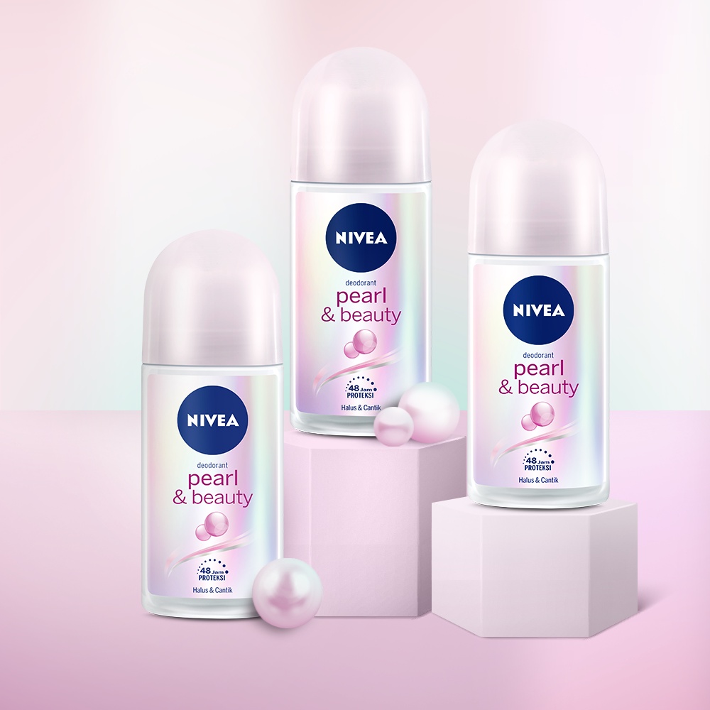 NIVEA Deodorant - Extra Whitening | Black White Invisible | Dry Comfort | Pearl Beauty | Hijab Fresh | Cool Kick | Hijab Soft | NIVEA MEN (Deodoran Roll On 25ml ,50ml)