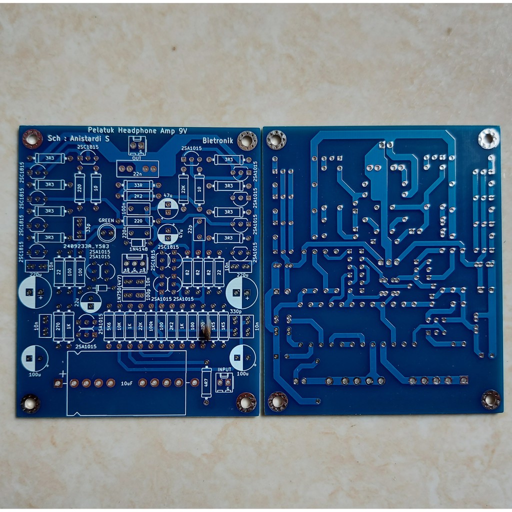 PCB Pelatuk Headphone 9V Amp Dauble layer