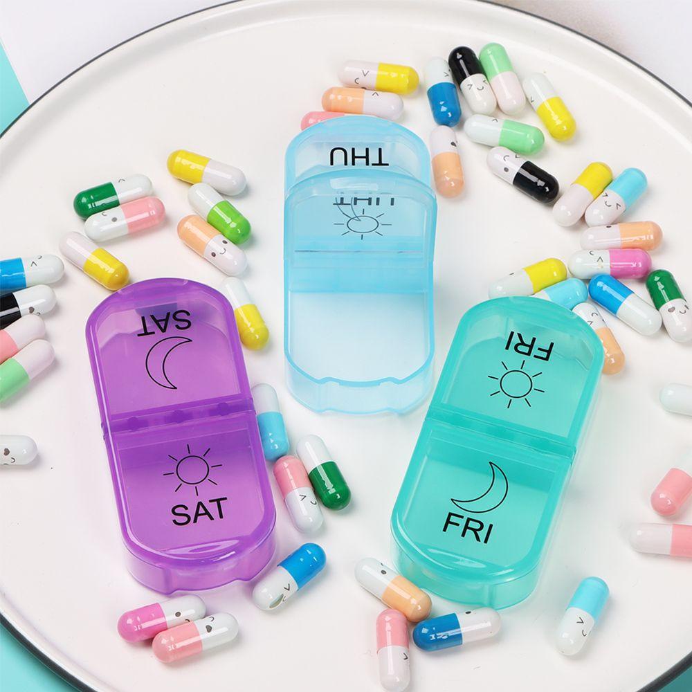 Preva Pill Box Plastik Warna Pelangi Dispenser Obat Kapasitas Besar Warna Pelangi