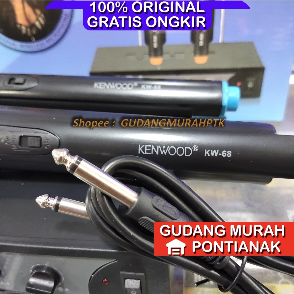 Mic Kenwood KW68 2 Mic Wireless tanpa kabel Mikropon Microphone