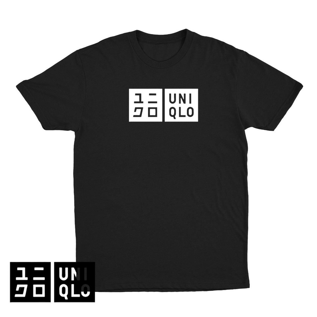 COD BAYAR DI TEMPAT KAOS BAJU UNIQLO LOGO KATUN KOMBED 30S PREMIUM DISTRO PRIA WANITA TSHIRT TEES-Hitam