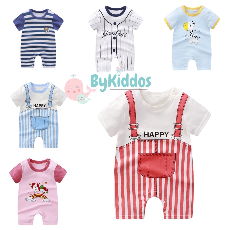 ByKiddos - Jumper Import Lengan pendek / Jumpsuit Import Lucu /  Baju Bayi Imut Lucu / Jumper Bayi Pendek Import Part 2