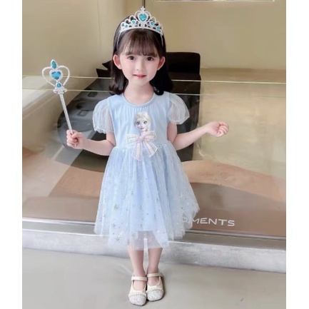 Dress Anak Frozen  Princess Elsa Pita Depan Import 2-8 Tahun 2022 New