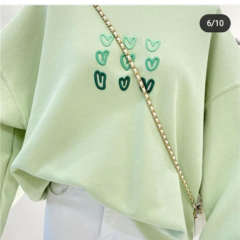 SWEATER OVERSIZE LOVE LOVE BORDIR - SWEATER OVERSIZE WANITA - SWEATSHIRT WANITA BAHAN FLEECE