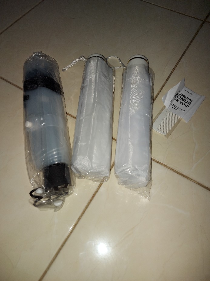 Payung Lipat Putih Polos - White Umbrella Sablon Logo Suvenir Gift