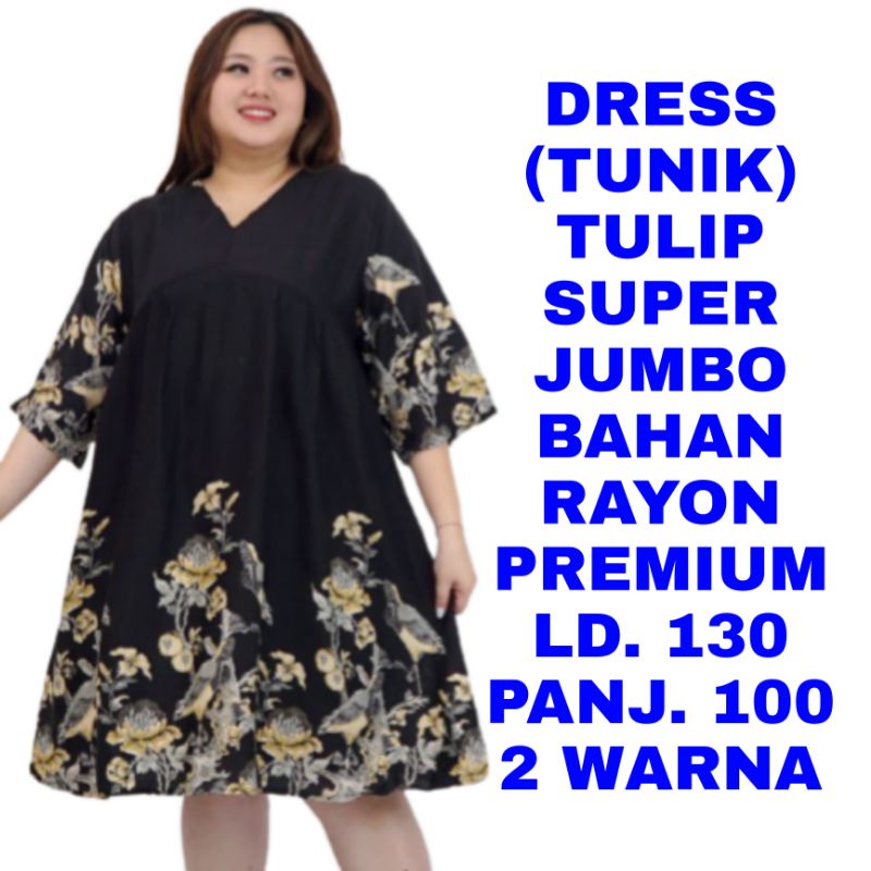 WK DRESS TUNIK SUPER JUMBO DRESS MAXI BATIK KERJA LD 130