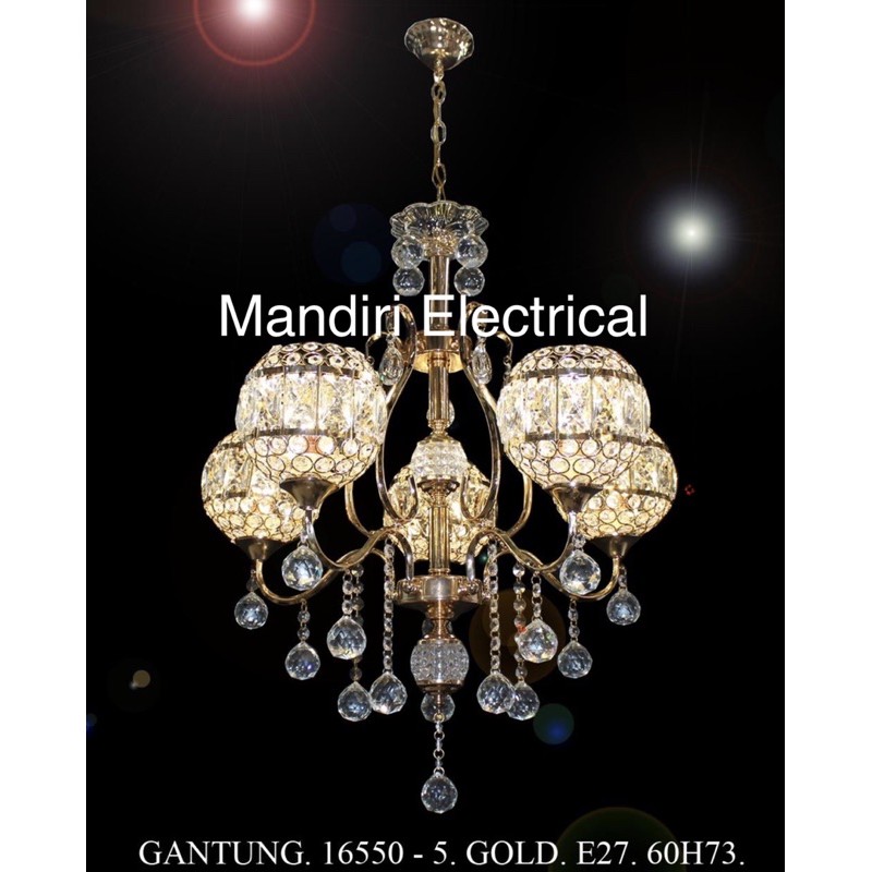 Lampu Hias Gantung Crystal Ruang Tamu 16550-5 CH GD