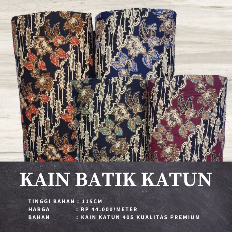 Kain Batik Katun Meteran Motif Parang Rejeng Kombinasi Bunga