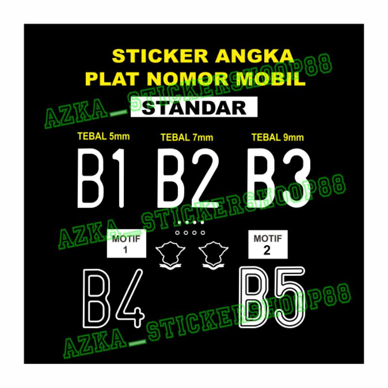 sticker angka plat nomor mobil cutting sticker ( font lama )