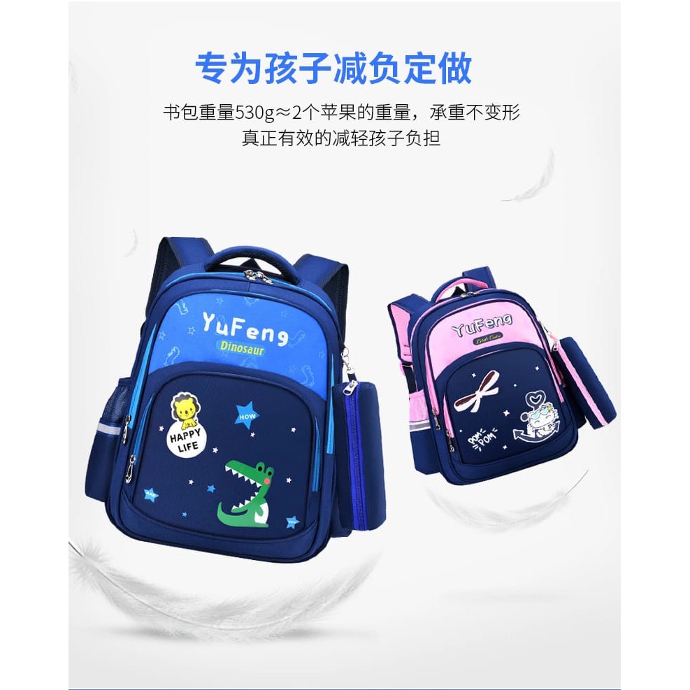 Tas Sekolah Anak Perempuan/Sd -Smp -Sma Backpack Ransel Wanita Cewek Set 2 In1 YUFENG