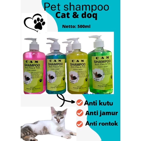 shampoo kucing dan anjing Anti kutu/pelembut bulu/anti jamur/Anti rontok netto: 500ml