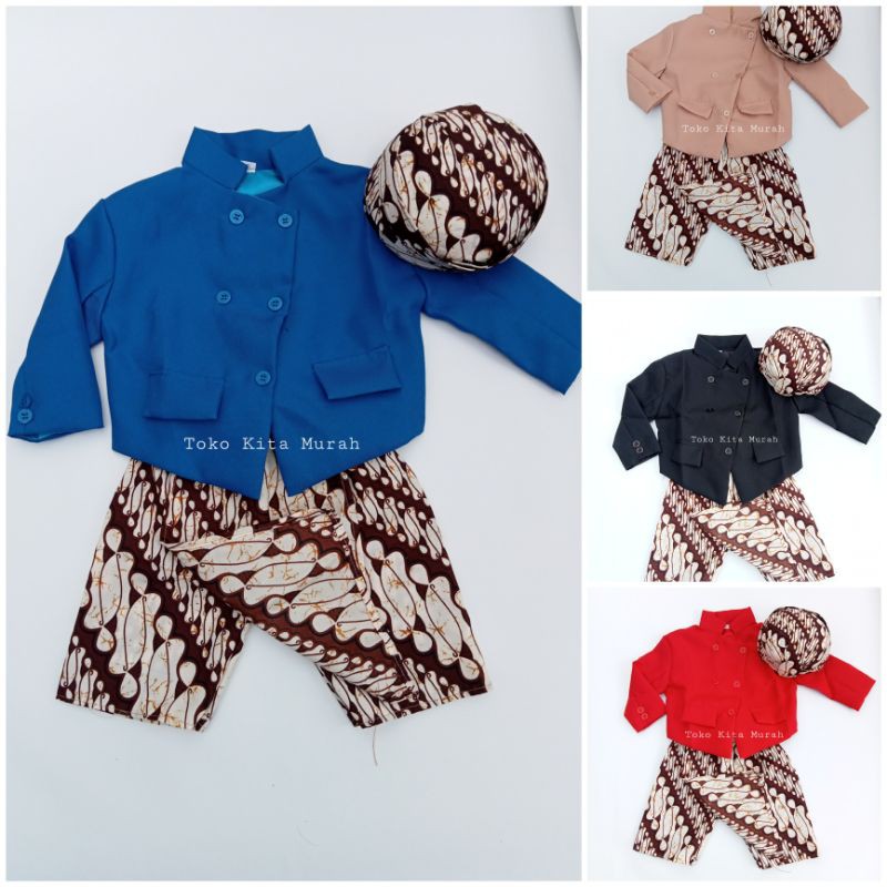 Stelan Baju anak laki laki - Baju Tedak Siten anak - Baju Adat Jawa Anak - baju beskap anak