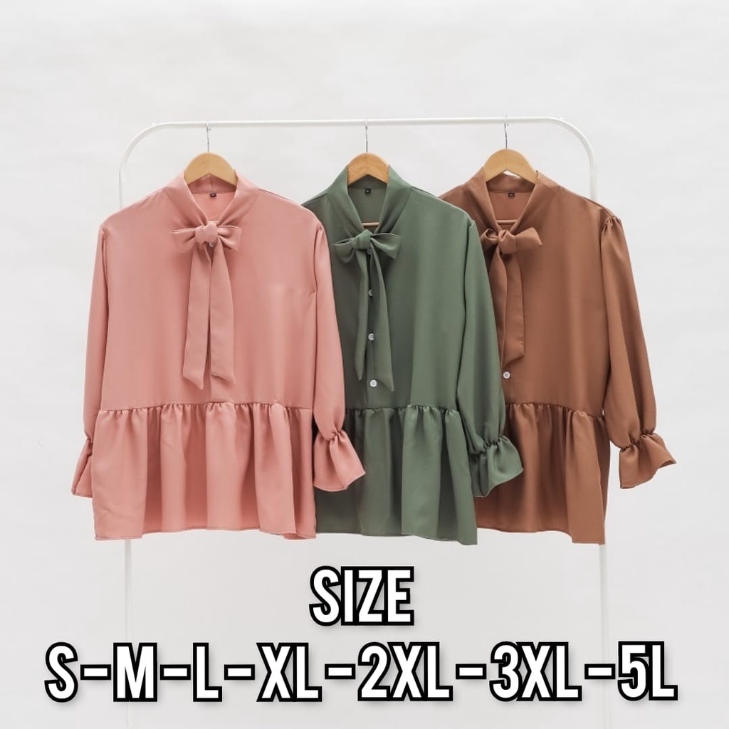 Dyar Blouse - Ukuran S M L XL XXL XXXL 5L - Atasan Wanita Jumbo - Kemeja Kantor Wanita Jumbo - Blouse Polos Jumbo - Baju Jumbo - Big Size