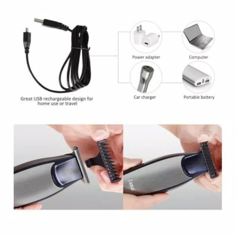 Original KEMEI 5021 ALAT MESIN CUKUR RAMBUT CORDLESS DUAL DC USB CHARGE KM-5021