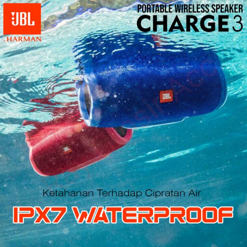 Speaker Bluetooth JBL Wireless Portable Charge 3+ IPX7 Waterproof Charge3